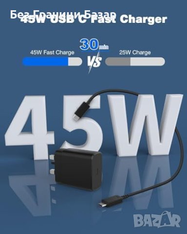 Ново 45W USB-C Зарядно с Висока Скорост и Универсална Съвместимост, снимка 2 - Друга електроника - 43522869