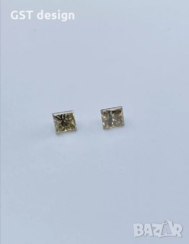 Прекрасни чифт Принцеса истински натурален диамант брилянтин 0.22 карата коняк, снимка 1 - Други - 34868800