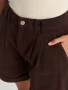 Високо качество Дънкови шорти с двойно плисиране и подгъв - кафяви, снимка 4