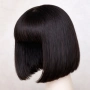 Естествена перука коса 25,4 см дължина черна с бретон 150% плътност, снимка 2