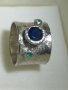 Пръстен сребро, Сапфир, Смарагди, снимка 1 - Пръстени - 40386996