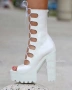 Летни боти на ток - бял лак - 101, снимка 1