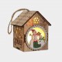 3199 Малка дървена светеща къщичка за окачване, украшение за елха, снимка 2