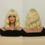 Златисто руса вълнообразна перука с бретон - 40 см, снимка 2