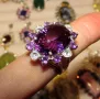 925 сребърен привлекателен пръстен с аметист 18 карата 18x14мм, тегло 11гр. подходящ за подарък, снимка 6