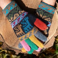 Перуански ръкавици модел Уанкавелика с цели пръсти различни цветове, снимка 4 - Ръкавици - 43151830