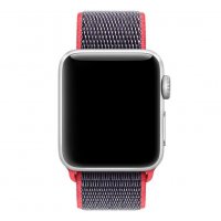 Текстилна каишка band за Apple Watch 7, 6, 5, 4, 3 - велкро розово със сиво цвят, снимка 2 - Смарт часовници - 32357119