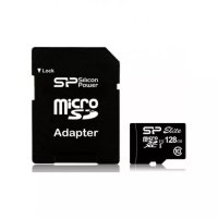 Карта памет Silicon Power Elite, 128GB, Micro SD + SD Adapter - SP128GBSTXBU1V10SP, снимка 1 - Карти памет - 43355505