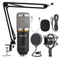 BM-800 Кондензаторен микрофон със стойка за поп филтър Професионален студиен звукозапис Сребрист, снимка 1 - Друга електроника - 35415154