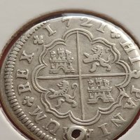 Сребърна монета 2 реала 1721г. Филип пети Мадрид Испания 28458, снимка 7 - Нумизматика и бонистика - 42987449