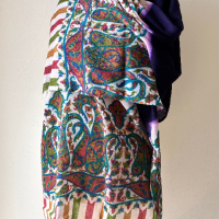Елегантна рокля в наситено син цвят и кашмирен ша, снимка 10 - Рокли - 44884912