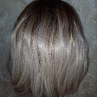 НОВА перука - боб -омбре тъмнокестеняво към платинено русо, снимка 5 - Аксесоари за коса - 36683118