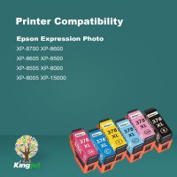 KINGJET 378XL Мастилени касети, преработени за Epson 378 378XL (черно циан магента жълто), снимка 6 - Консумативи за принтери - 43990640