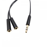 AUX кабел за музика 1 мъжко / 2 женски с 2 пина, снимка 1 - Кабели и адаптери - 43083320