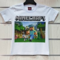 Нова бяла детска тениска с дигитален печат MINECRAFT (Майнкрафт), снимка 3 - Детски тениски и потници - 32607577