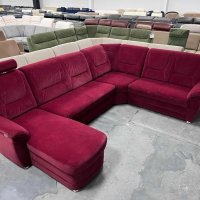 Червен ъглов диван от плат с ф-я сън и ел.лежанка "SC Classic", снимка 8 - Дивани и мека мебел - 39971796