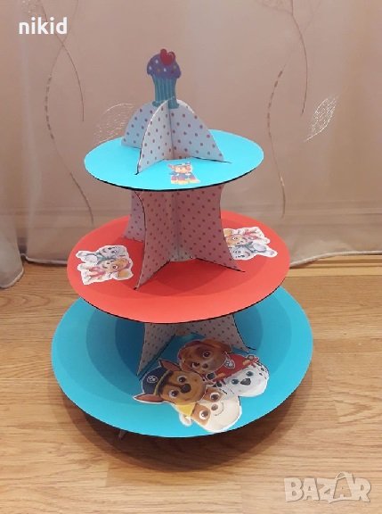 Пес патрул Paw patrol Триетажна поставка стойка за мъфини картонена кексчета, снимка 1