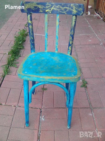 Арт изрисуван кухненски стол, снимка 1