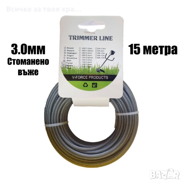 Стоманена корда за тример, храсторез, моторна коса - 15м, снимка 1