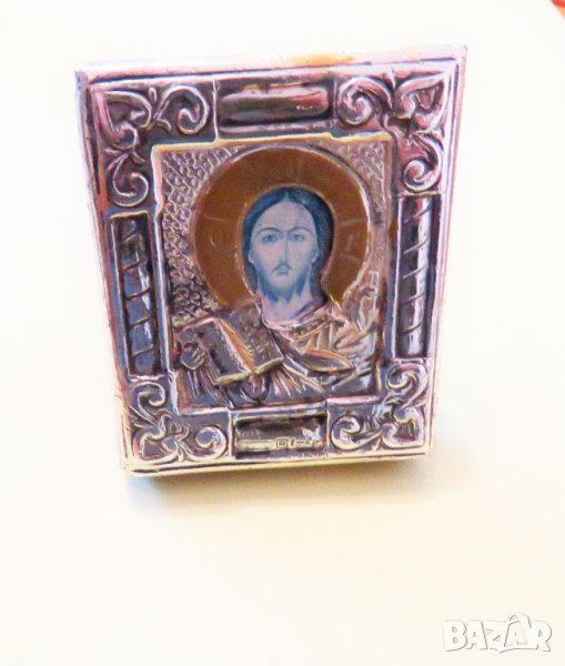 Малка настолна сребърна икона на Исус Христос - за да ви пази и закриля ., снимка 1
