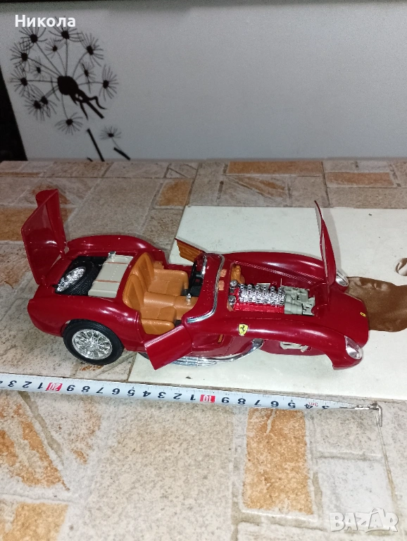 Метално ферари-1-18,ретро мотор-40см, снимка 1