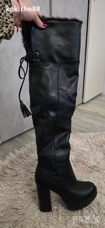 Кожени чизми на ток, снимка 1