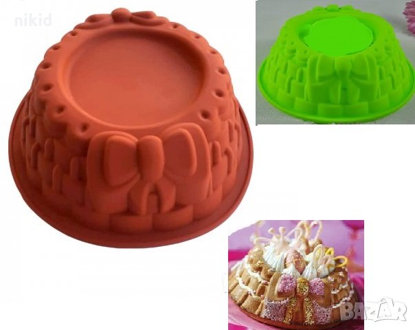 Плетена шапка кошница с пандела висока силиконова форма тава за направа печене кекс торта сладкиш, снимка 1
