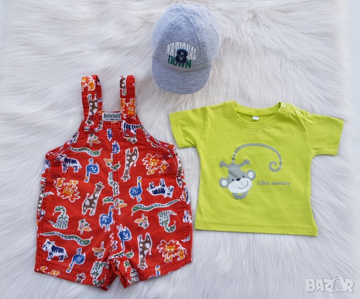 Бебешки гащеризон H&M тениска и шапка 3-6 месеца, снимка 1