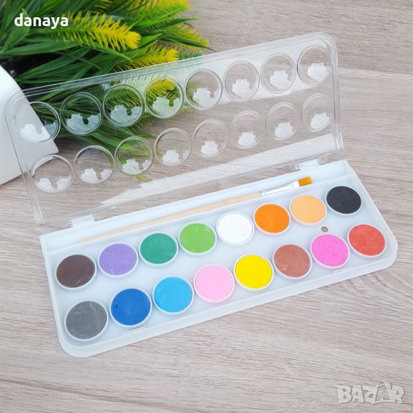 3009 Водни бои за рисуване с четка, 16 цвята, снимка 1