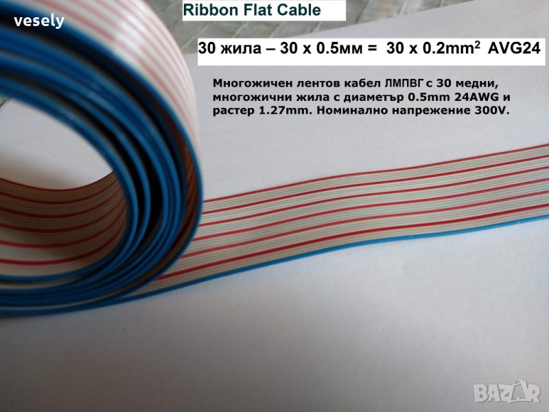 Лентов кабел ЛМПВГ AWG24, снимка 1