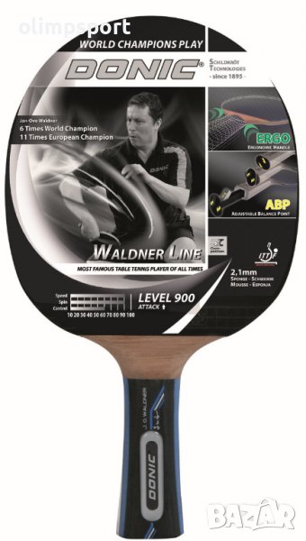 ТЕНИС ХИЛКА DONIC WALDNER 900 нова Дръжка на хилка конкав  Spin 90 Скорост 90 Контрол 60 , снимка 1