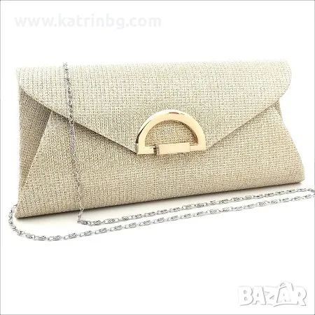 Официална дамска чанта клъч златна с брокат, снимка 1