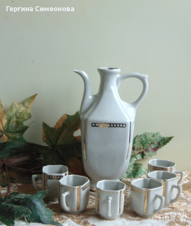 Сервиз за ракия стар български порцелан, снимка 1