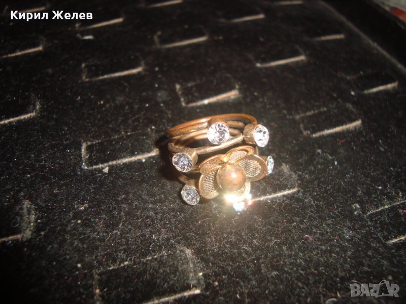 МЕДЕН ФЛОРАЛЕН РЕТРО АРТ КРИСТАЛЕН ПРЪСТЕН с ЦИРКОНИ 10514, снимка 1