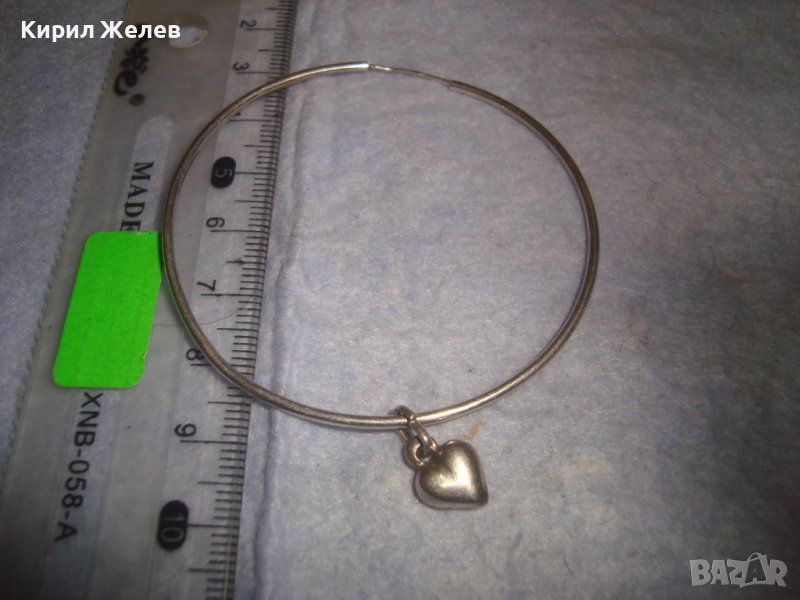 ГОЛЯМА КРАСИВА СТИЛНА КЛАСИЧЕСКИ СТИЛ Тип ХАЛКА СРЕБЪРНА ОБЕЦА СРЕБРО 925 със СЪРЧИЦЕ 32399, снимка 1