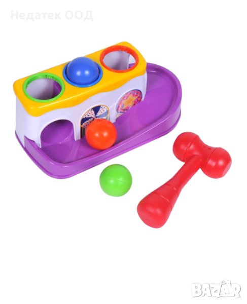 Бебешка играчка, удряне с чукче и топка, цветна, снимка 1