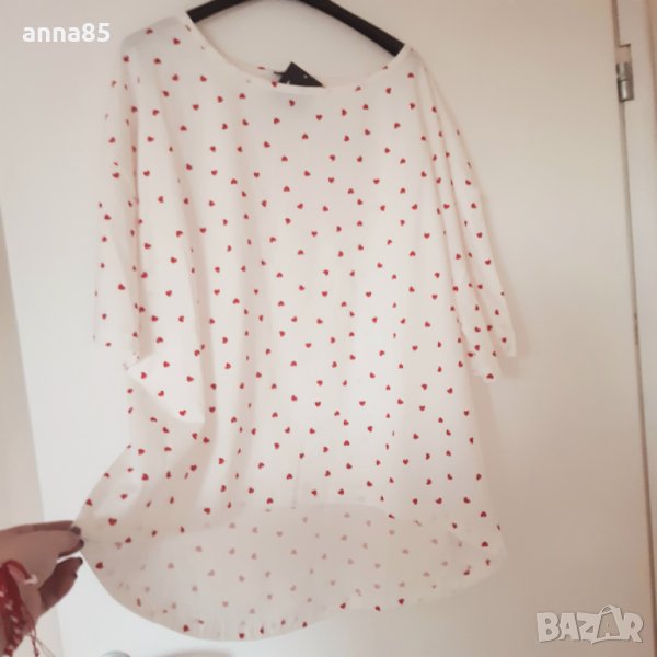 2ХЛ Бяла тениска на сърчица, снимка 1