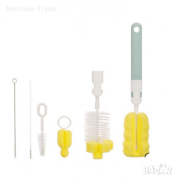 Комплект медени четки за почистване на шишета и зърна - 6 бр., снимка 1