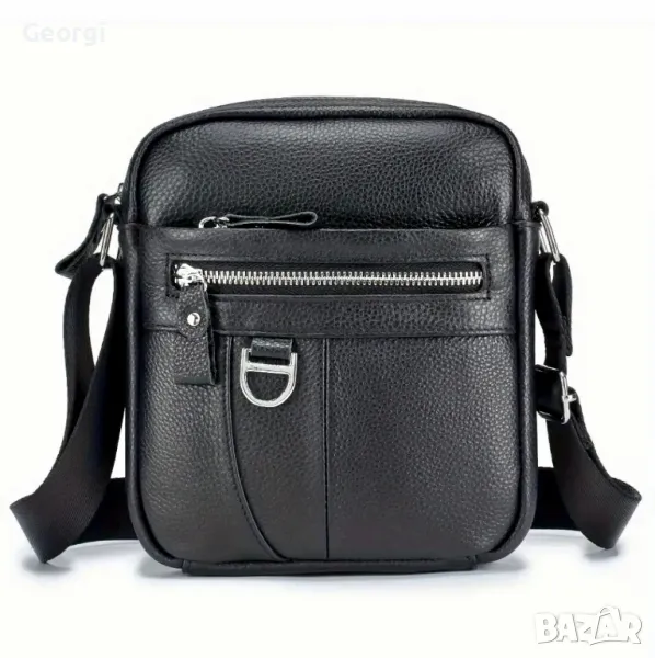 Мъжка универсална черна чантичка с висулка (естествена кожа)!, снимка 1