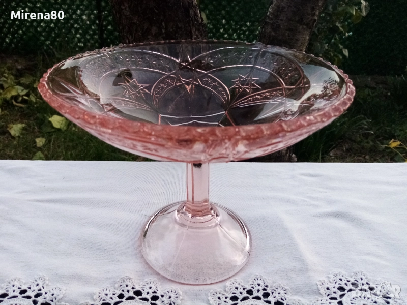 Фруктиера розово стъкло, снимка 1