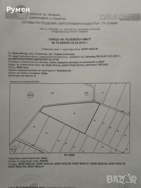 Продава земеделска земя в гр. Нови Искър, снимка 1