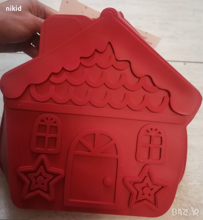 Голяма Коледна къща къщичка Джинджифилова силиконов молд силиконова форма за кекс сладкиш десерт , снимка 1