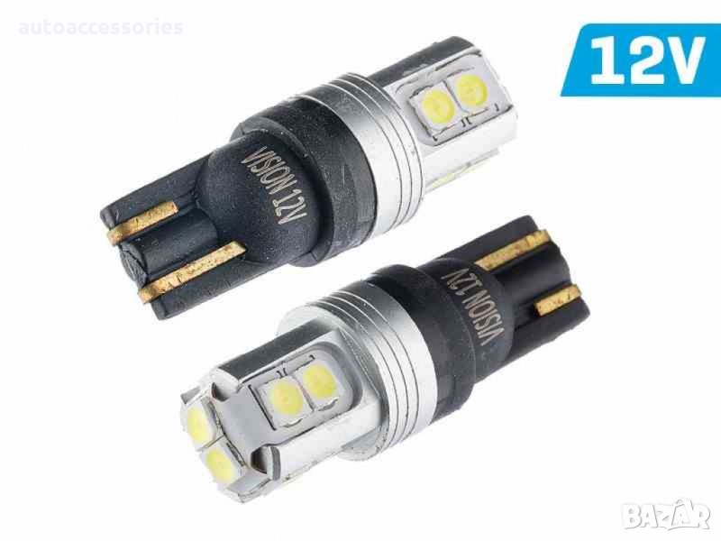 Крушка VISION W5W (T10) 12V 10x 3030 SMD LED, неполярна, CANBUS, бяла, 2 бр.58260, #1000053013, снимка 1