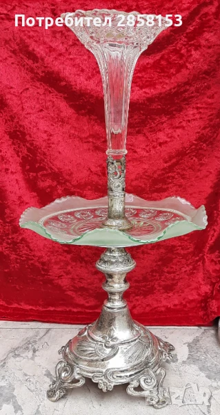 Старинна посребрена поставка Арт Деко, Epergne, снимка 1