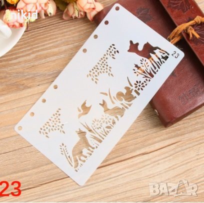 #23 Горски животни поляна тесен шаблон стенсил спрей за торта Scrapbooking, снимка 1