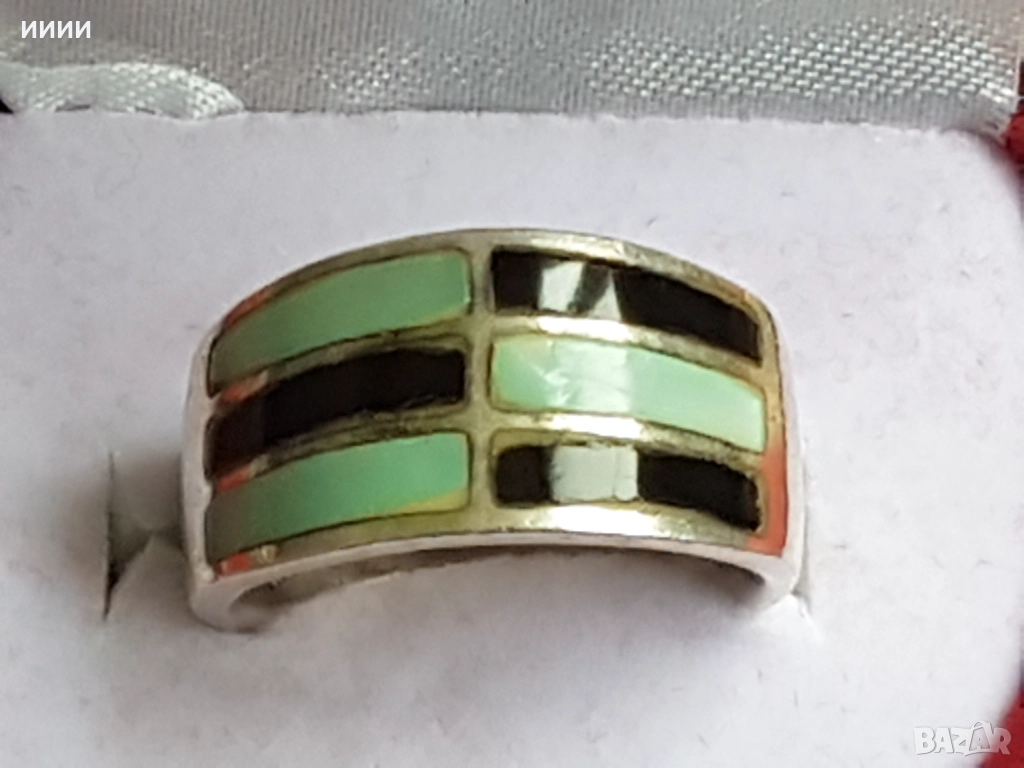 Сребърен пръстен халка с камъни , снимка 1