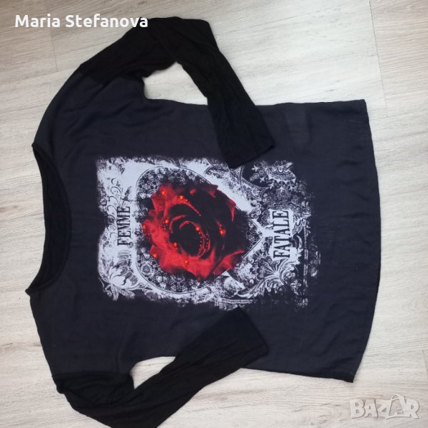 Блуза с ефектна роза, снимка 1