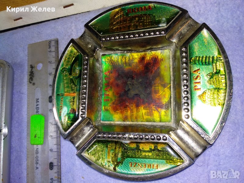 СТАР ЦИНКОВ ПЕПЕЛНИК СУВЕНИР от ИТАЛИЯ с ИЗГЛЕДИ от РИМ ПИЗА ФЛОРЕНЦИЯ ВЕНЕЦИЯ 42804, снимка 1