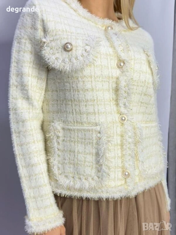 Бяло Кашмирено Сако тип Жилетка , снимка 1