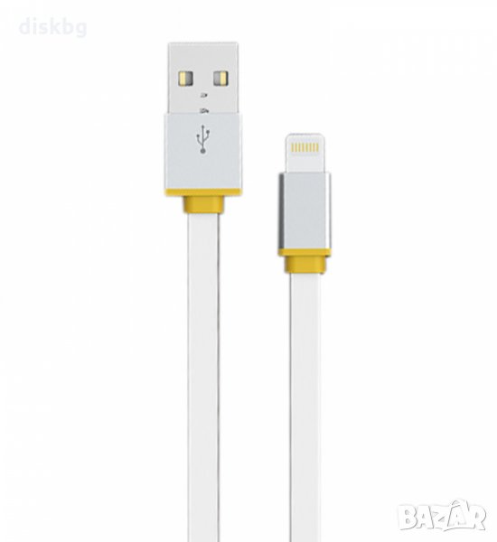 Нов кабел за данни EMY за iPhone 5/6/7/8..., 1 метър, бял, снимка 1